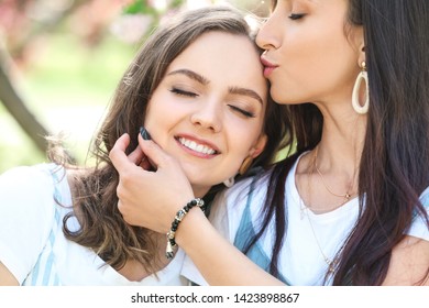 Happy Lesbian Couple On Spring Day