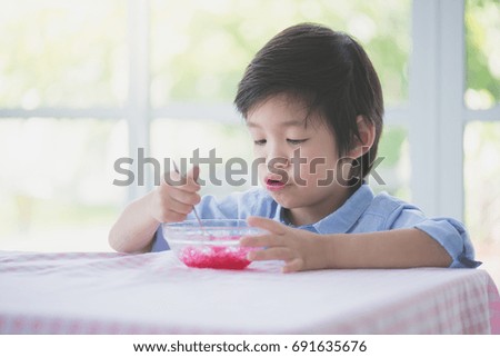 Similar – Image, Stock Photo Snow snack Child