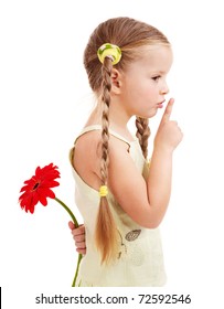 Happy Little Girl Giving  Flowers.