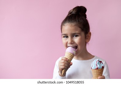 Happy Little Girl Ice Cream On Stock Photo 1049518055 | Shutterstock