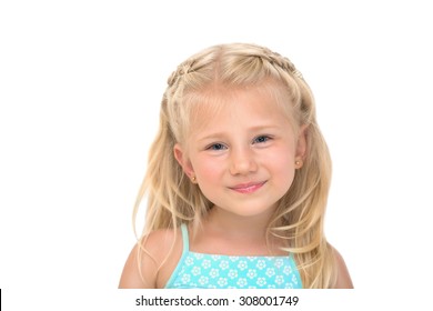 Happy Little Girl A On White Background