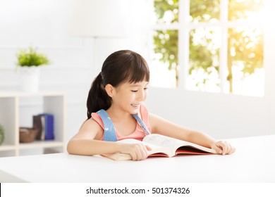 Happy Little Girl Study In The Living Room