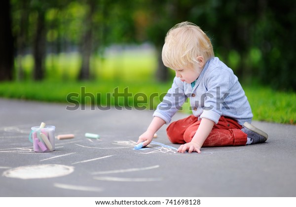 Happy Little Kid Boy Drawing Colored Stock Photo 741698128 | Shutterstock