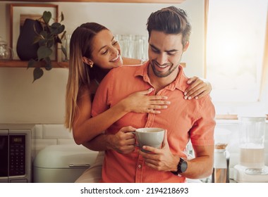 Happy, in love and carefree couple embracing, bonding and being affectionate at home together. Young boyfriend and girlfriend hugging, relaxing, talking, being playing and enjoying their - Powered by Shutterstock