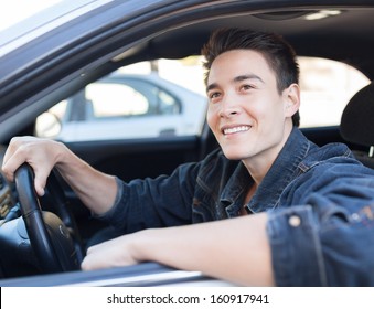 Happy male driver