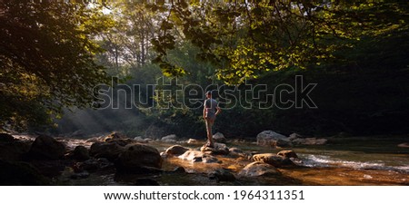 Image, Stock Photo fog Mountain Hiking Nature