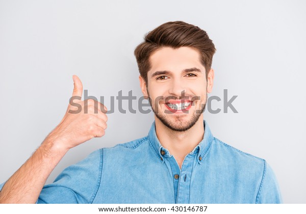 Happy Man Beaming Smile Showing Thumb Stock Photo 430146787 Shutterstock