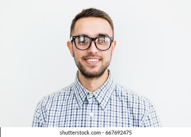 Happy Man Glasses On White Background Stock Photo 667692475 | Shutterstock