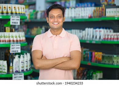 Happy Man At Grocery Store