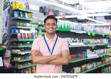 Happy Man At Grocery Store