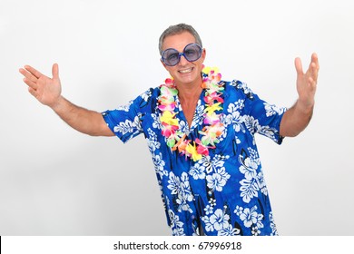 Happy Man With Hawaiian Shirt