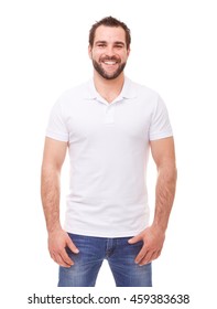 Happy Man In A Polo Shirt On White Background