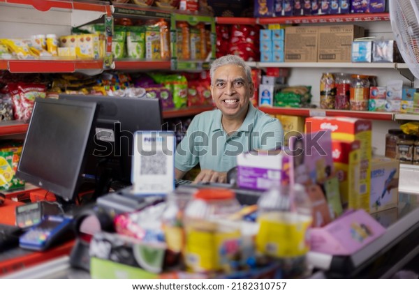 Happy Man Working Cashier Supermarket Stock Photo 2182310757 | Shutterstock