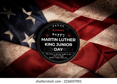 Happy Martin Luther King Junior Day on 16th January with USA flag. - Shutterstock ID 2236037001
