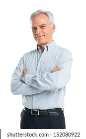 Happy Mature Man With Arms Crossed