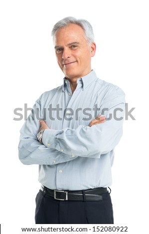 Happy Mature Man With Arms Crossed
