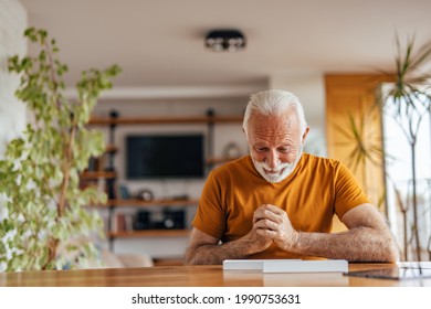 Happy Mature Man, Getting A Gift From His Grandchildren, In The Mail.