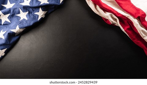 Happy Memorial day concept made from american flag on dark wooden background - Powered by Shutterstock