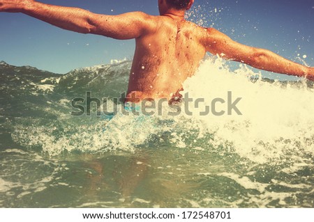 Similar – Image, Stock Photo breakwater Lifestyle Joy