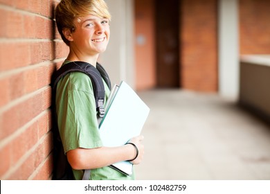 Happy Middle School Boy In School