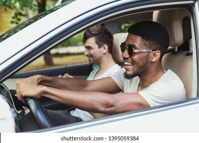 Happy Millenials Friends Traveling By Car, Having Fun