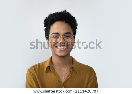 Image, Stock Photo Portrait of a short-haired blonde in a terracotta scarf in an autumn park