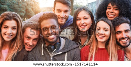 Similar – Image, Stock Photo Group of young friends with pizza and bottles of drink