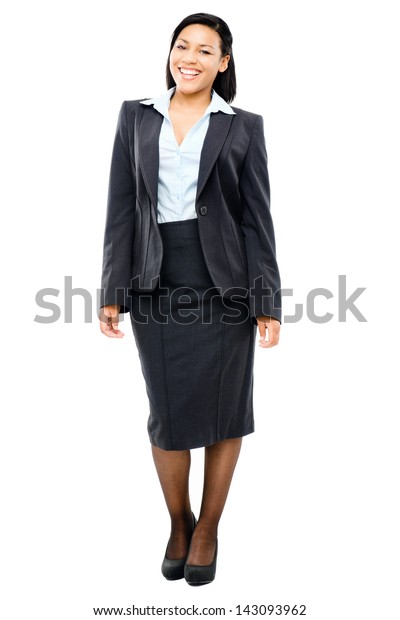 Happy Mixed Race Business Woman Isolated Stock Photo 143093962 ...