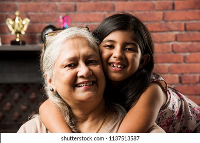 Happy Moments With Grandma, Indian/asian Senior Lady Spending Quality Time With Her Grand Daughter 