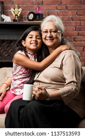 Happy Moments With Grandma, Indian/asian Senior Lady Spending Quality Time With Her Grand Daughter 