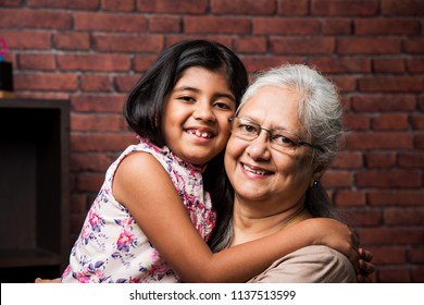 Happy Moments With Grandma, Indian/asian Senior Lady Spending Quality Time With Her Grand Daughter 