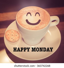 Happy Monday With Coffee Cup On Table 