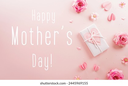 Happy Mother's day and Women's Day decoration concept made from flower and gift box on pastel background. - Powered by Shutterstock