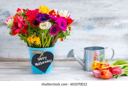 Happy Mothersday Reminder With Colorful Flowers