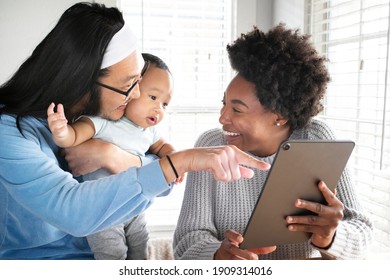 Happy Multiethnic Family Spending Time Together In The New Normal