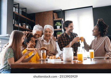 Happy multiethnic multigeneration family with husband, wife, children, grandfather and grandmother - Powered by Shutterstock