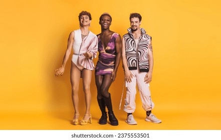 Happy multiethnic transgender men dancing and having fun - Powered by Shutterstock