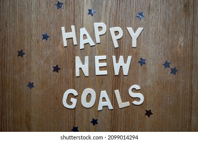 Happy new goals written on a table                          