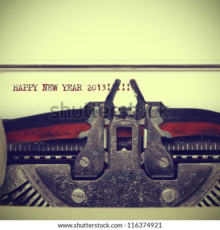 happy new year 2013 written with an old typewriter with a retro effect