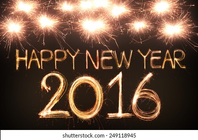 Happy new year 2016 written with Sparkle firework - Shutterstock ID 249118945