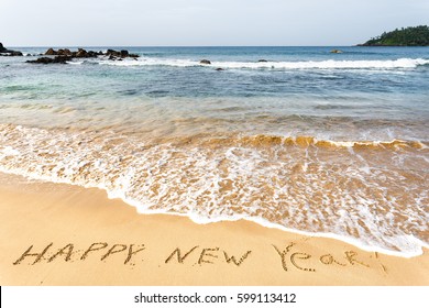 Happy New Year 2017, Lettering On The Beach