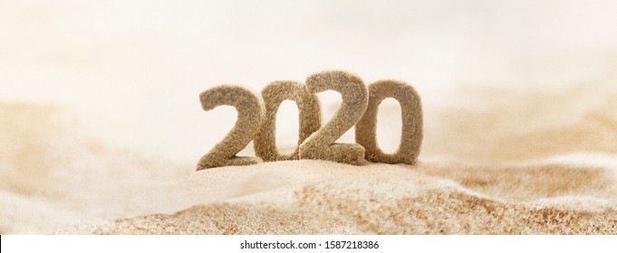 Happy New Year 2020. Sandy Beach