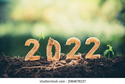 Happy New Year 2020 social media video.2021-2022 change background new year resolution concept.wood text on ground.Perfect for your invitation or office card