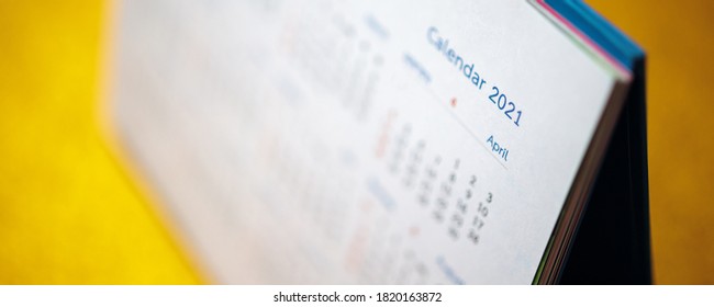 Happy New Year 2021 Calendar Page Close Up On Gold Glitter Sparkle Background