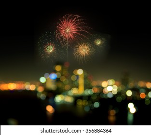 Happy new year 2021 concept: Fireworks with colorful night light bokeh background - Powered by Shutterstock