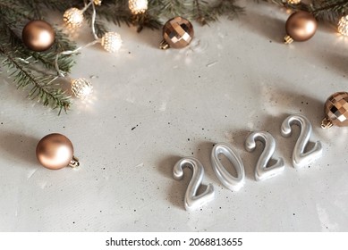happy new year 2022 background new year holidays card with bright lights,gifts and bottle of hampagne - Shutterstock ID 2068813655