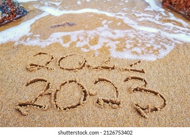 Happy New Year 2023 Text On Foto Stok 2126753402 | Shutterstock