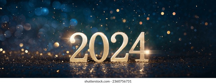 Happy New Year 2024 and sparkles