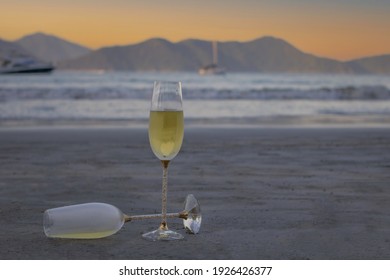 Happy New Year Champagne On The Beach