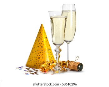 Happy new year - champagne and serpentine